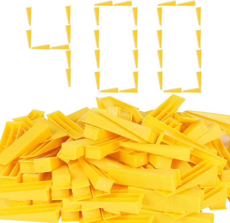 Threetwone 400pcs Tile Leveling System Wedges, Reusable, 1/32, 1/16, 1/8 Inch Spacer Compatible,Wall Tile Installation Kit (yellow, 400) - Image 1